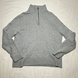 J Crew Rugged Merino Wool Blend Sweater 1/4 Zip Pullover Mens M Gray